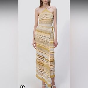 NWT SIMKHAI - KATARINA MACRAME MIDI DRESS - MARIGOLD MULTI Large